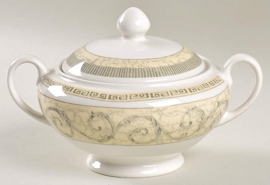 Acanthus Cream Sugar Bowl & Lid by Johnson Brothers-1
