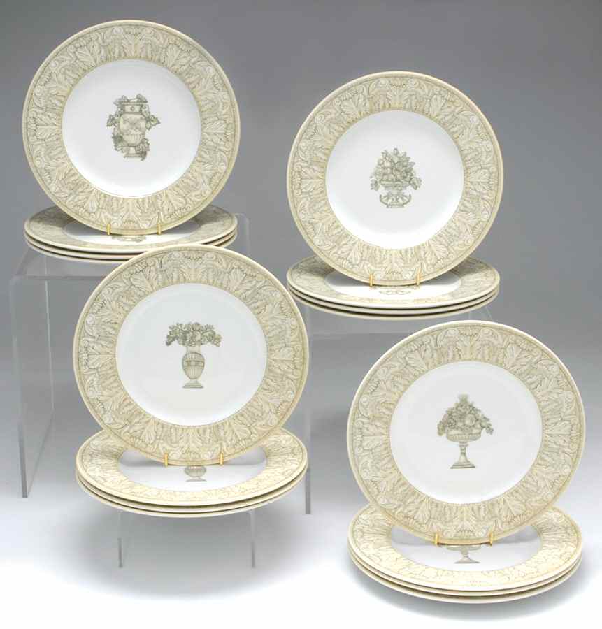 Acanthus Cream Accent Luncheon Plates - Set of 16 (Motif 1-4) by Johnson Brothers-1