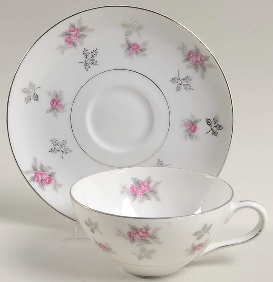 Rosette Flat Cup & Saucer Set by Japan-1