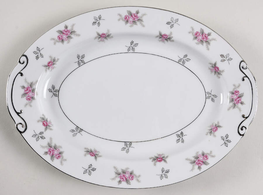 Rosette 12" Oval Serving Platter by Japan-1