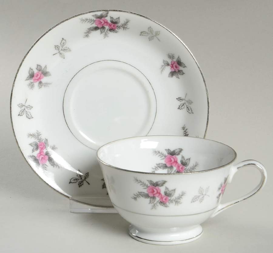Rosette Footed Cup & Saucer Set by Japan-1