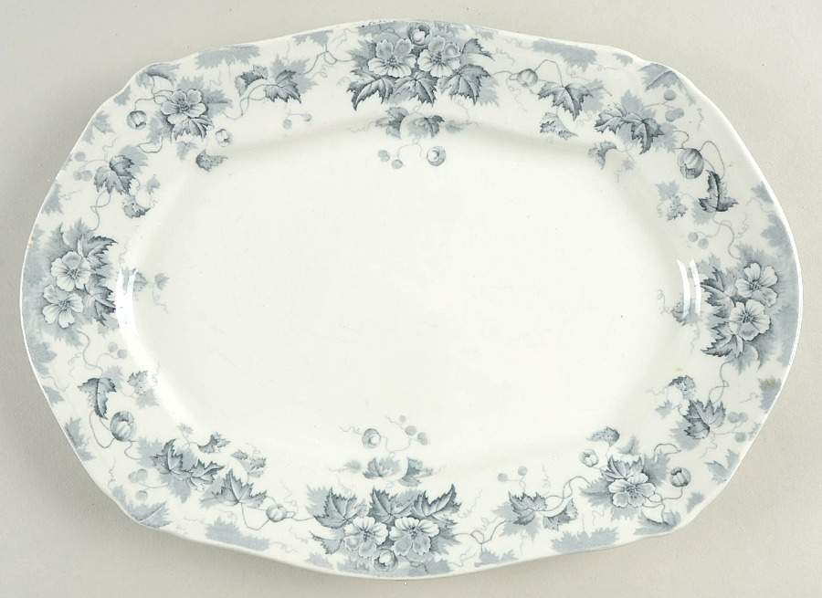 Leighton Gray 12" Oval Serving Platter by Johnson Brothers-1