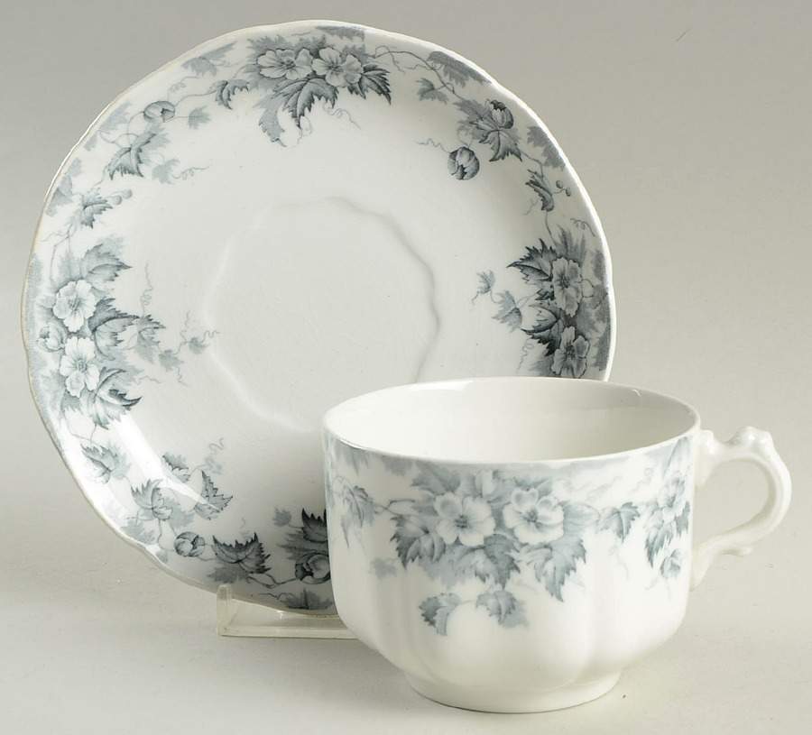 Leighton Gray Flat Cup & Saucer Set by Johnson Brothers-1