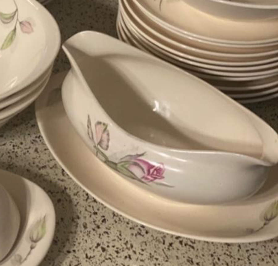 Rosemary Gravy Boat with Attached Underplate by Japan-1