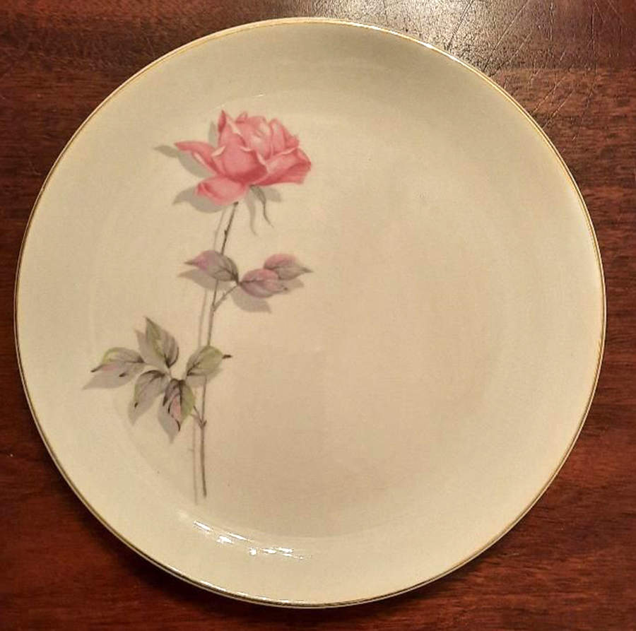 Red Rose Bread & Butter Plate by Japan-1