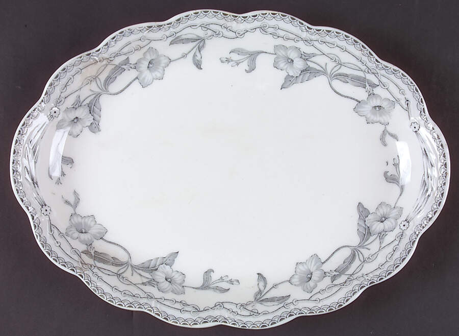 The Lothair (Green Gray) 14" Oval Serving Platter by Johnson Brothers-1