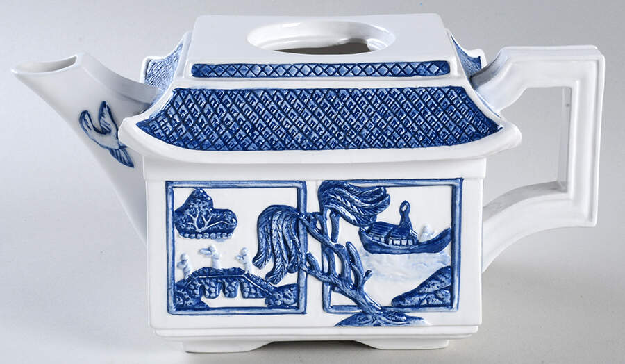 Willow Blue ("England 1883" Backstamp, China) Figural Teapot No Lid by Johnson Brothers-1