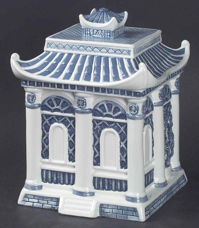 Willow Blue ("England 1883" Backstamp, China) Figural Cookie Jar & Lid by Johnson Brothers-1