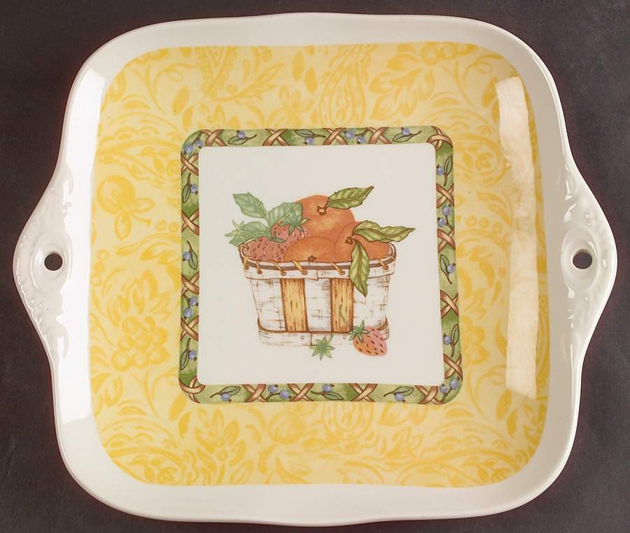 Arcadia (Fruit) Square Handled Cake Plate by Johnson Brothers-1