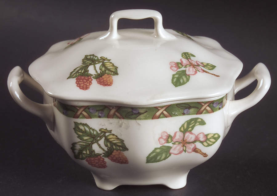 Arcadia (Fruit) Sugar Bowl & Lid by Johnson Brothers-1