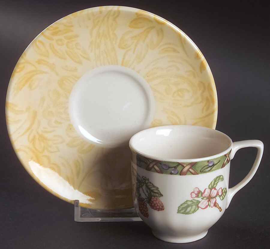 Arcadia (Fruit) Flat Demitasse Cup & Saucer Set by Johnson Brothers-1