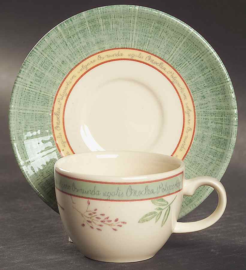 Springfield (Green Rim) Flat Demitasse Cup & Saucer Set by Johnson Brothers-1