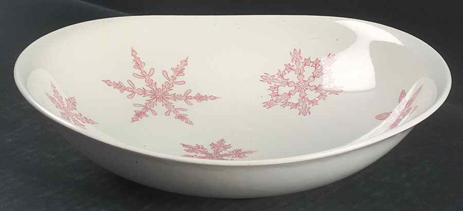 Snow Crystals Pink 9" Round Vegetable Bowl by Johnson Brothers-1
