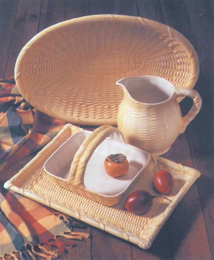 Yellow Basket Weave 16" Rectangular Serving Platter by Johnson Brothers-1