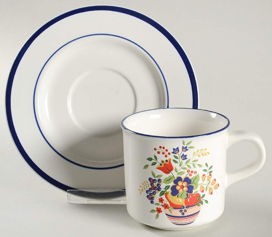 French Country Flat Cup & Saucer Set by Japan-1