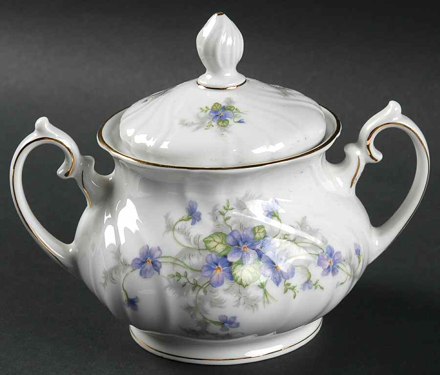 Violets Sugar Bowl & Lid by Johann Haviland-1