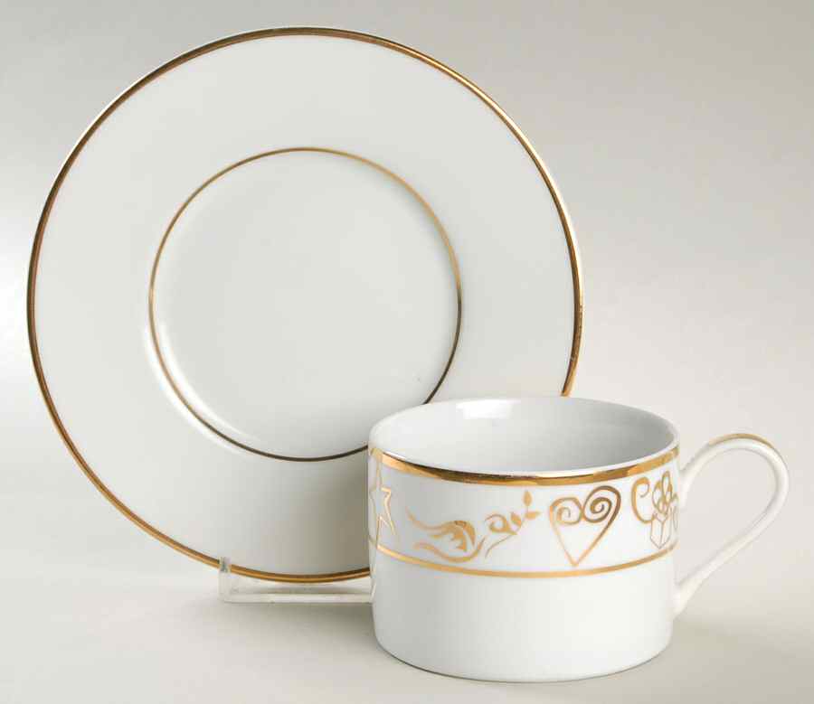 Holiday Wishes Gold Flat Cup & Saucer Set by JCPenney-1