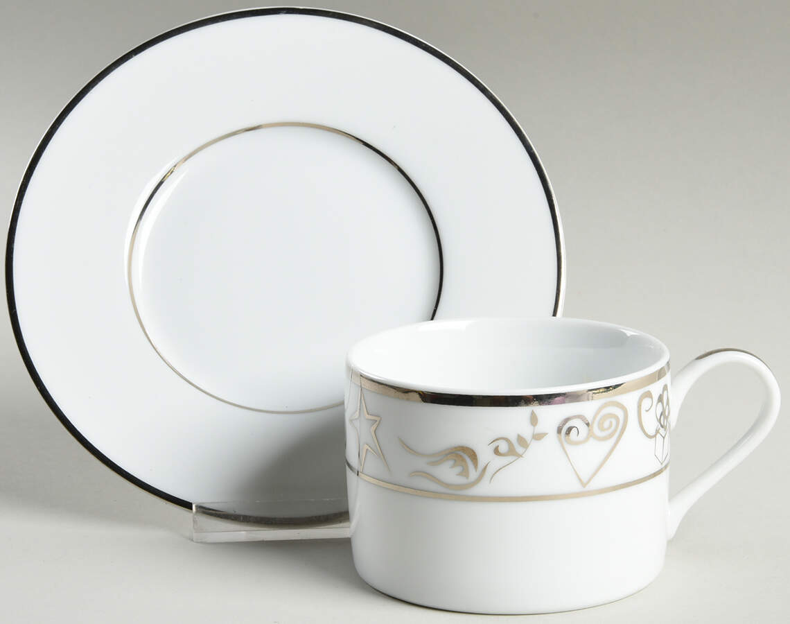 Holiday Wishes Platinum Flat Cup & Saucer Set by JCPenney-1