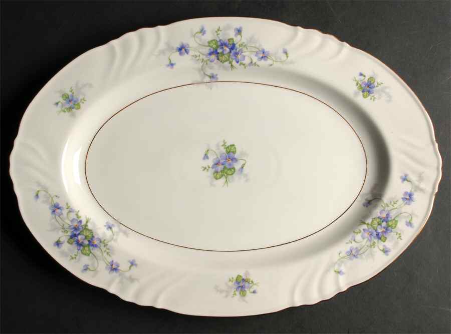 Violets 15" Oval Serving Platter by Johann Haviland-1