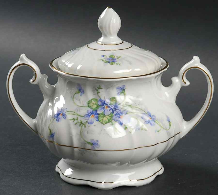 Violets Sugar Bowl & Lid by Johann Haviland-1