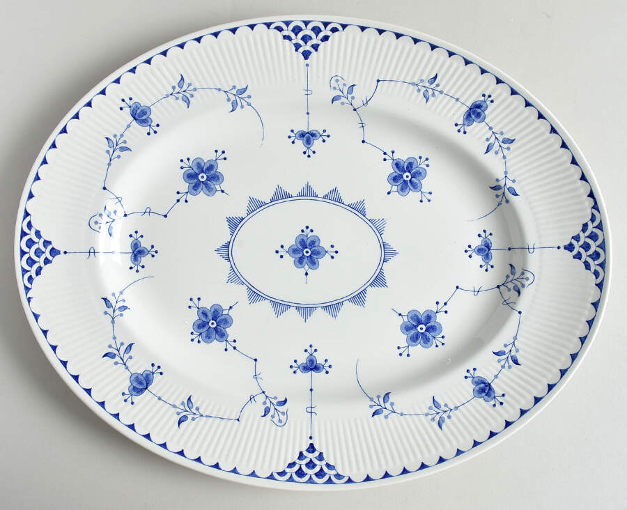Denmark Blue 14" Oval Serving Platter by Johnson Brothers-1