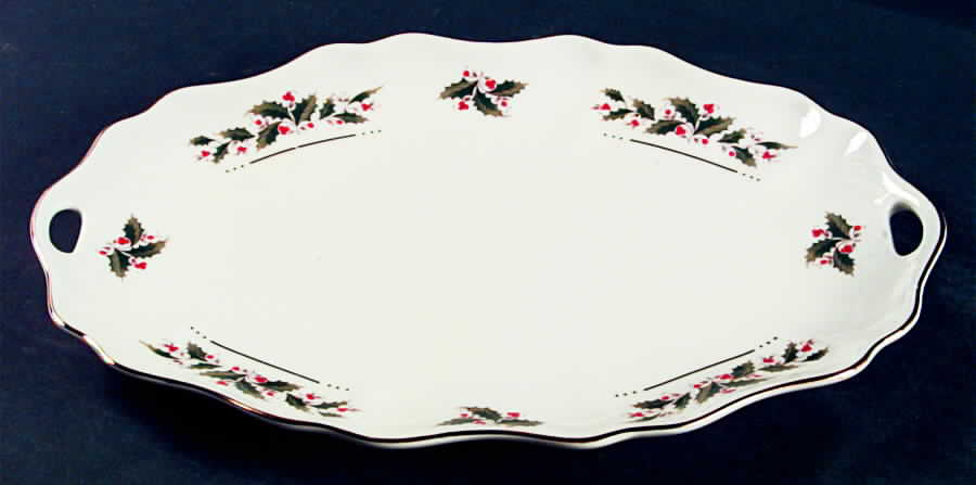 Holly Yuletide 14" Oval Serving Platter by Japan-1