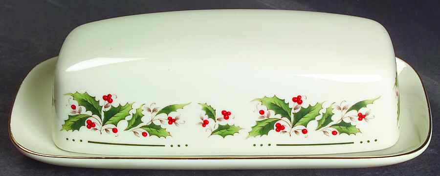 Holly Yuletide 1/4 Lb Covered Butter by Japan-1