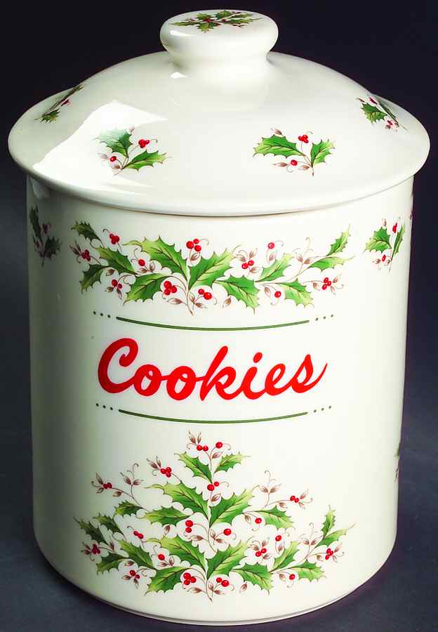 Holly Yuletide Cookie Jar & Lid by Japan-1