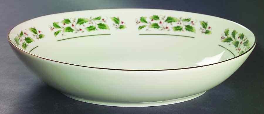 Holly Yuletide 10" Oval Vegetable Bowl by Japan-1