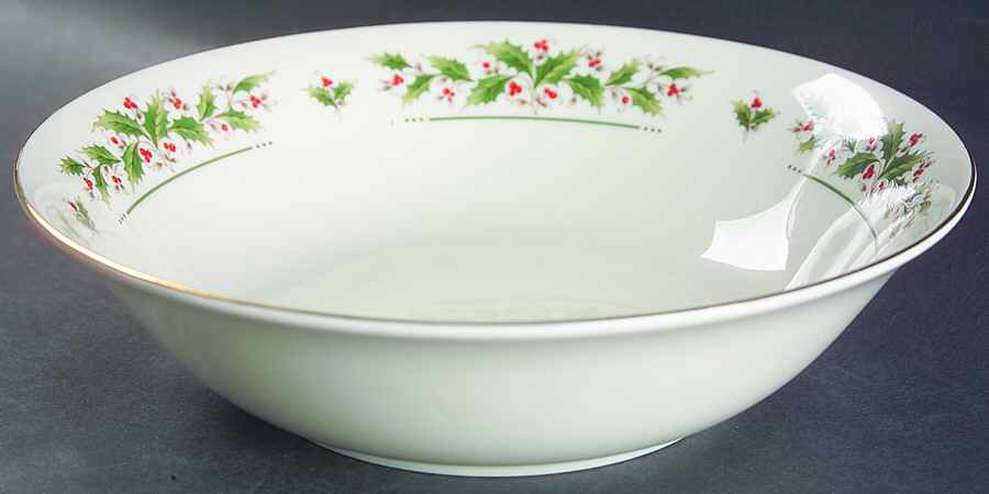 Holly Yuletide 9" Round Vegetable Bowl by Japan-1
