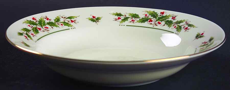 Holly Yuletide Rim Soup Bowl by Japan-1