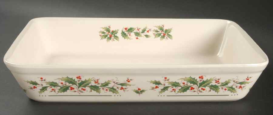 Holly Yuletide 12" Rectangular Baker by Japan-1