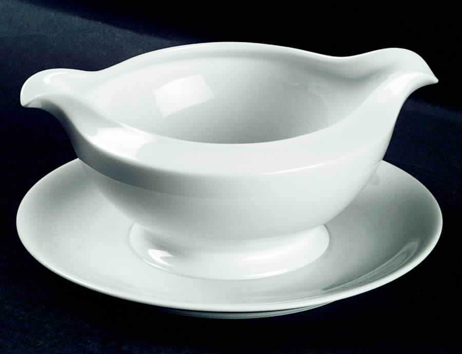 Sophisticate White Gravy Boat with Attached Underplate by Japan-1