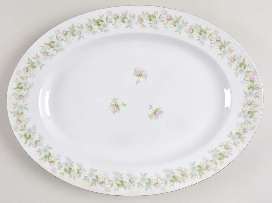 Forever Spring Gold Trim 12" Oval Serving Platter by Johann Haviland-1