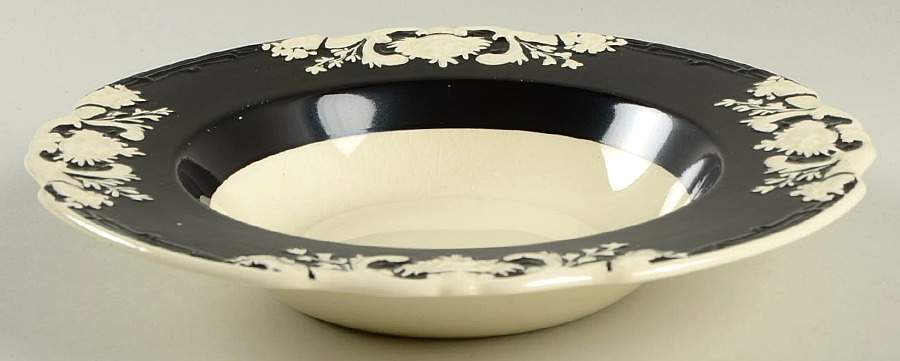 Arcadian Black Rim Soup Bowl by George Jones & Sons-1