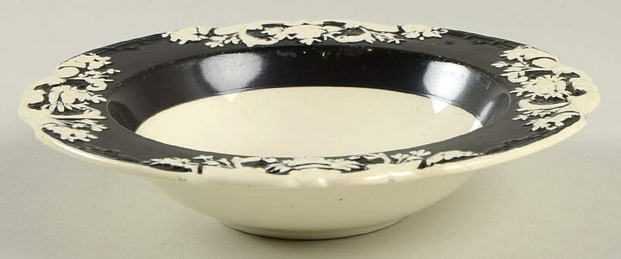Arcadian Black Rim Fruit/Dessert (Sauce) Bowl by George Jones & Sons-1