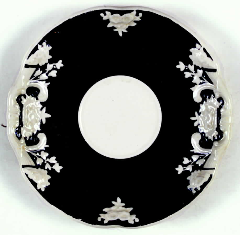 Arcadian Black Saucer for Demitasse Cup by George Jones & Sons-1