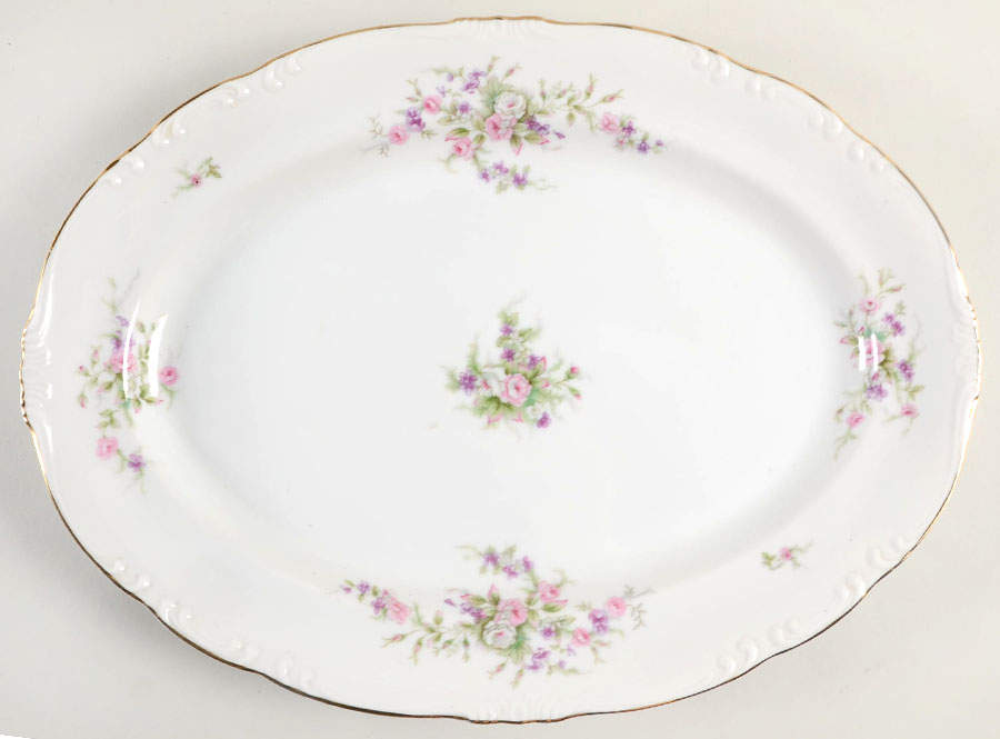 Forget Me Not Pink (#18002) 14" Oval Serving Platter by Japan-1