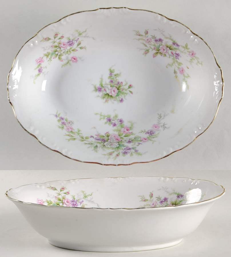 Forget Me Not Pink (#18002) 10" Oval Vegetable Bowl by Japan-1