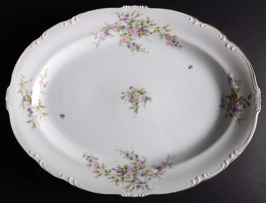 Forget Me Not Pink (#18002) 16" Oval Serving Platter by Japan-1