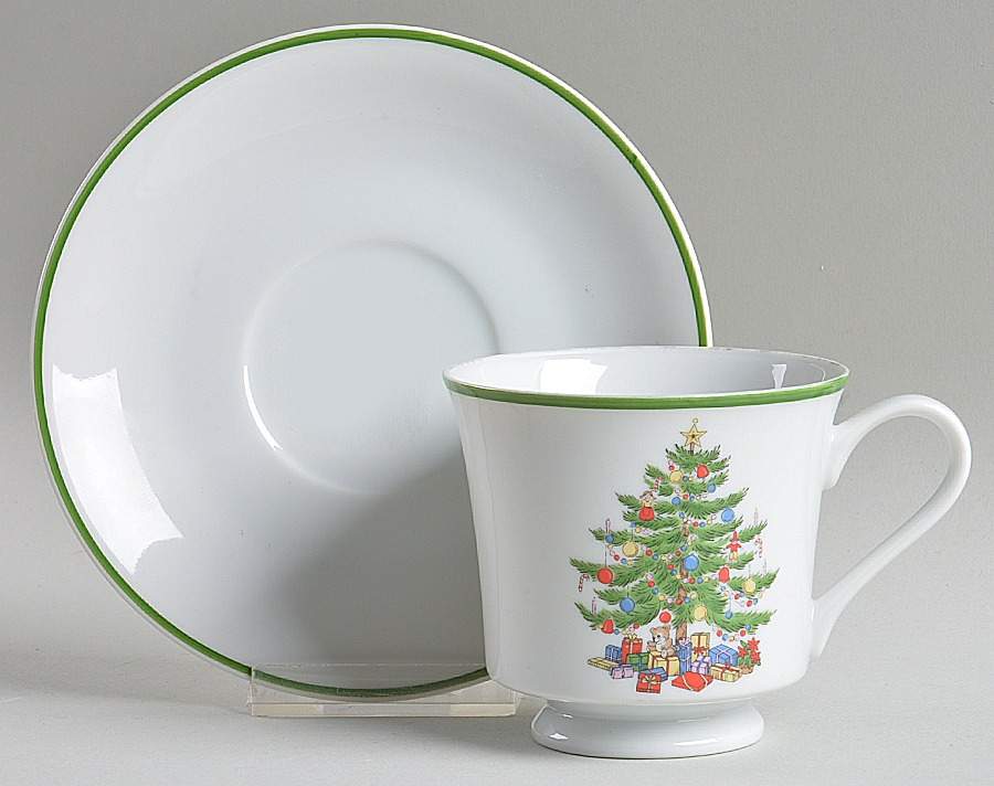 Christmas Collection Footed Cup & Saucer Set by Japan-1
