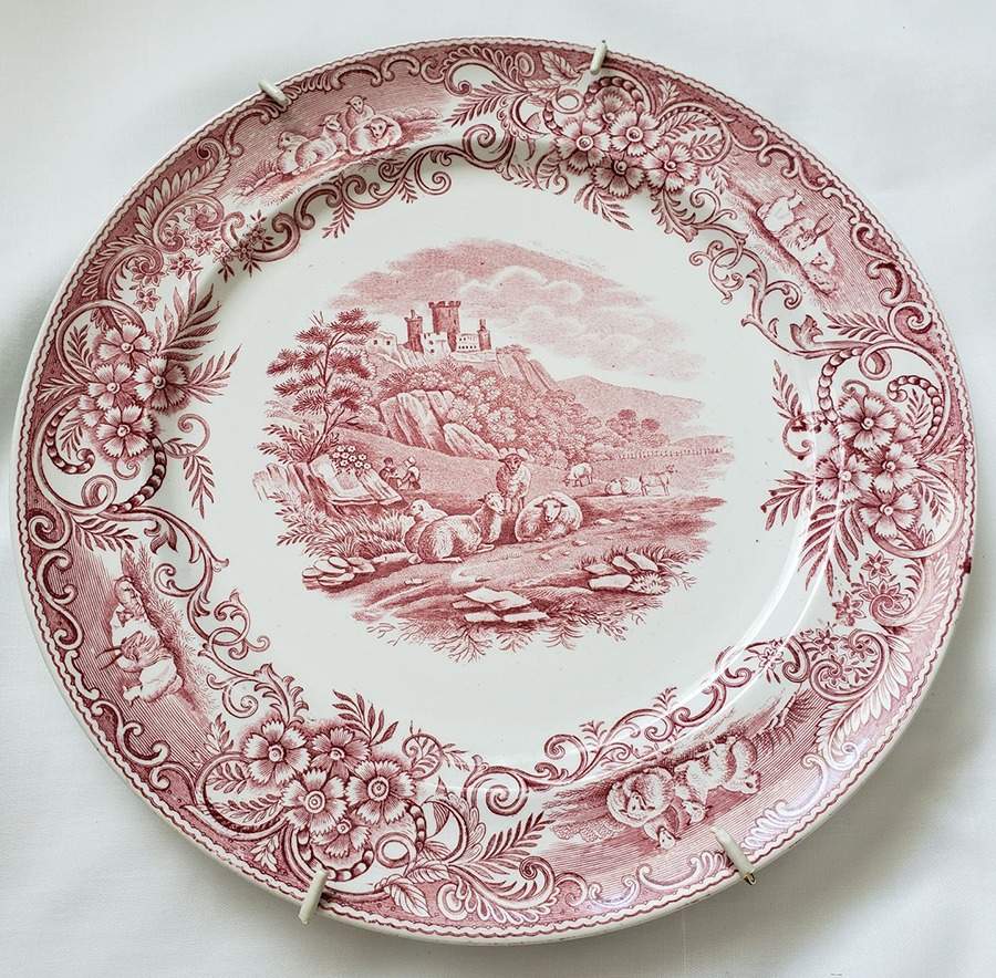 Pastoral Pink Dinner Plate by George Jones & Sons-1