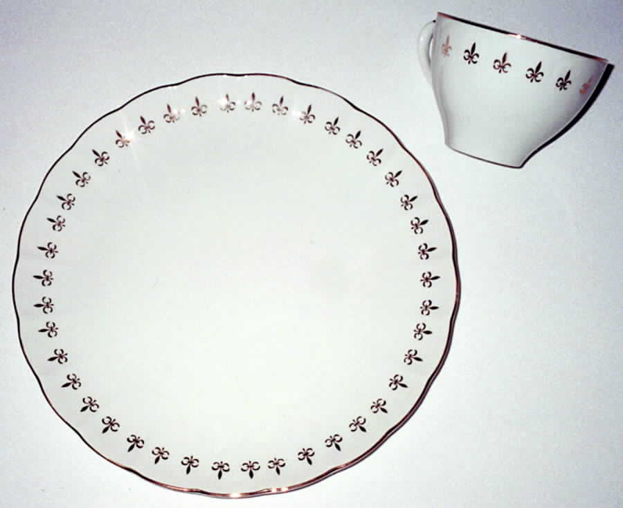 Fleur De Lis Snack Plate & Cup Set by Shafford-1