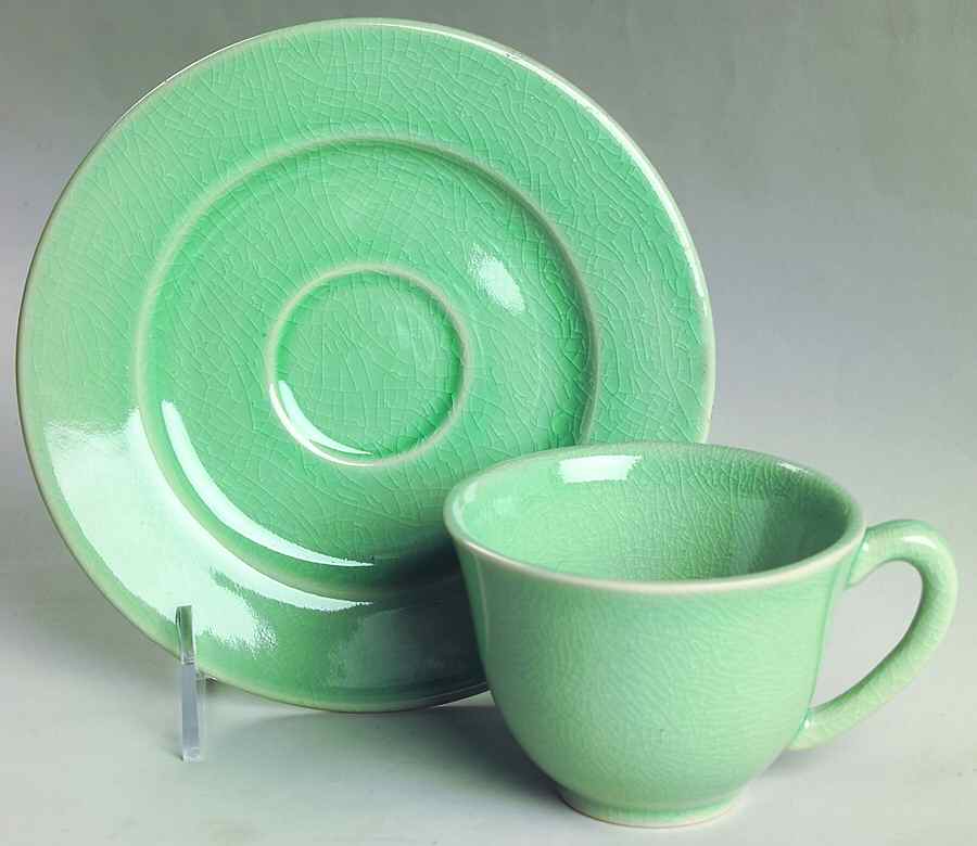 Basique Green Footed Cup & Saucer Set by Jars-France-1