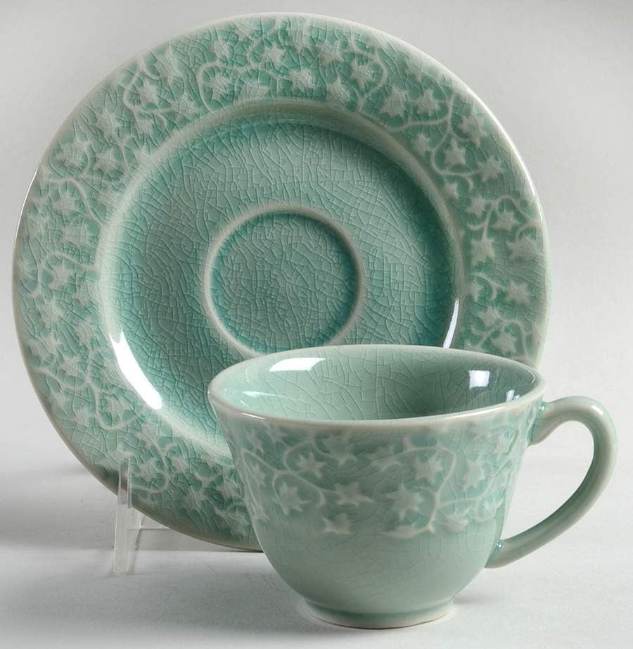 Nagar Green Footed Cup & Saucer Set by Jars-France-1