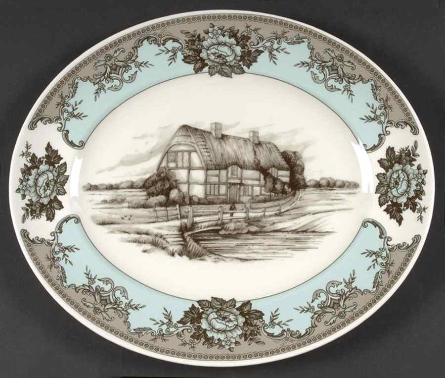 River Scenes 12" Oval Serving Platter by Johnson Brothers-1