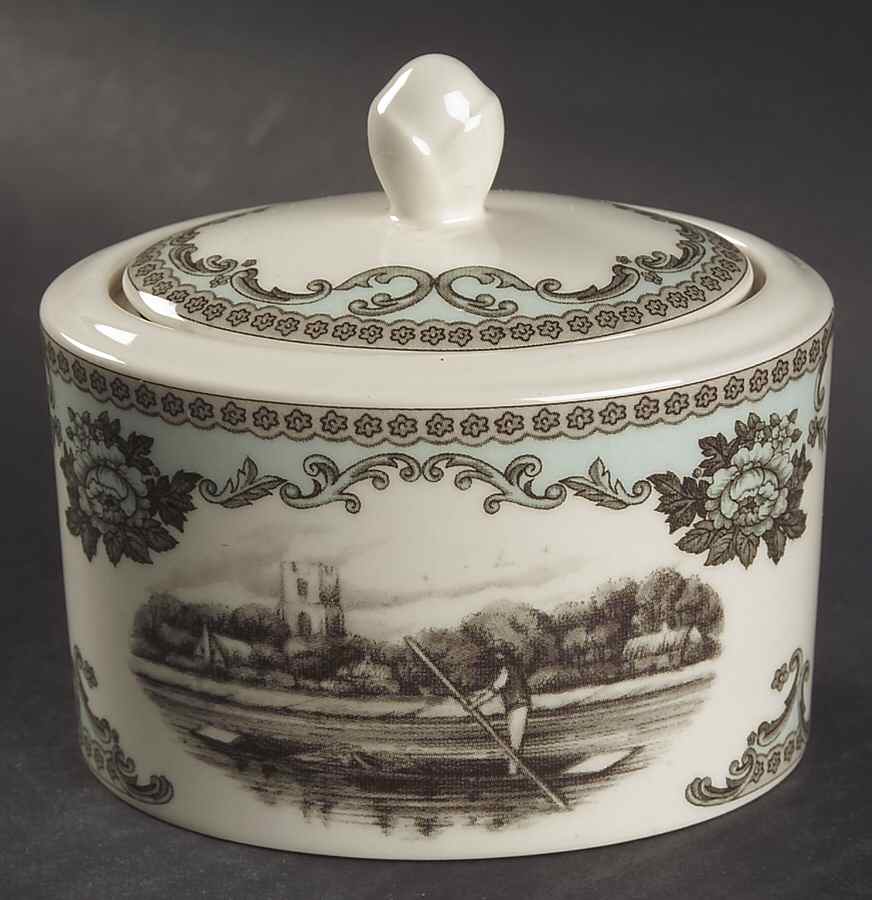 River Scenes Sugar Bowl & Lid by Johnson Brothers-1
