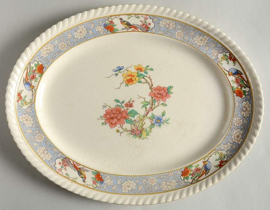 The Vigo (Ribbed, Old English) 11" Oval Serving Platter by Johnson Brothers-1