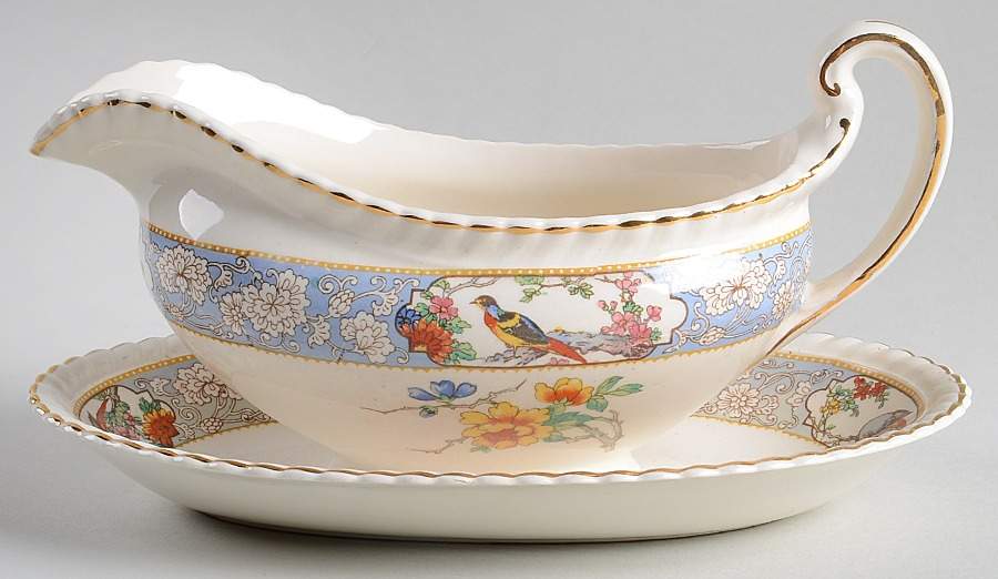 The Vigo (Ribbed, Old English) Gravy Boat & Underplate by Johnson Brothers-1