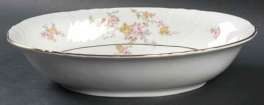 Thornrose (White, Verge) 10" Oval Vegetable Bowl by Johann Haviland-1